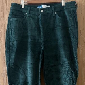 Old Navy Forest Green Corduroy High-Waisted OG Straight Ankle Jeans
